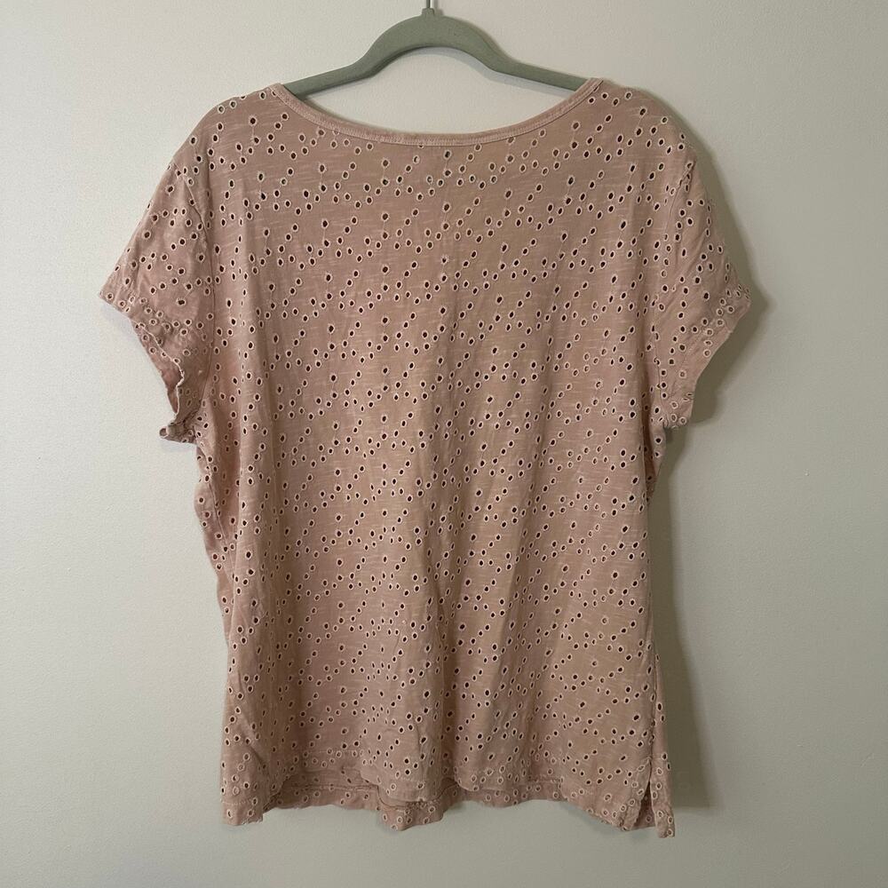 Sundance light pink cotton eyelet short sleeve top size XL - Picture 8 of 13